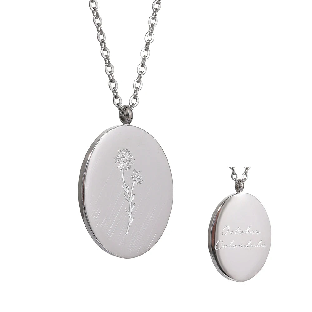 Collana Floreale con Fiore del Mese – Acciaio Inossidabile