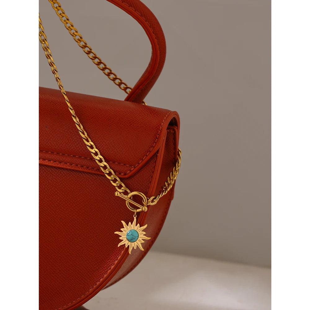 Collana con Ciondolo Sole – Acciaio Inossidabile Placcato Oro 18K