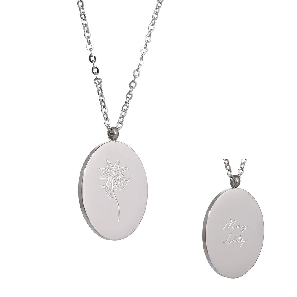 Collana Floreale con Fiore del Mese – Acciaio Inossidabile