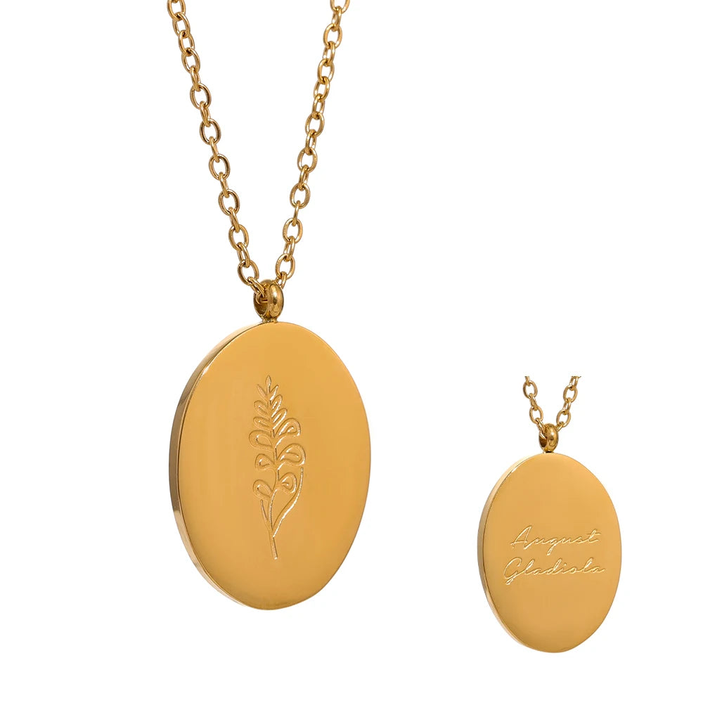 Collana Floreale con Fiore del Mese – Acciaio Inossidabile