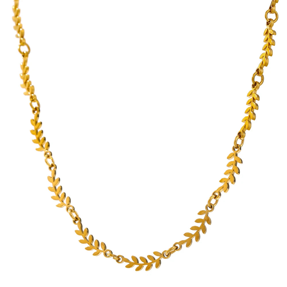 Collana a Catena con Foglie – Acciaio Inossidabile Oro o Platino
