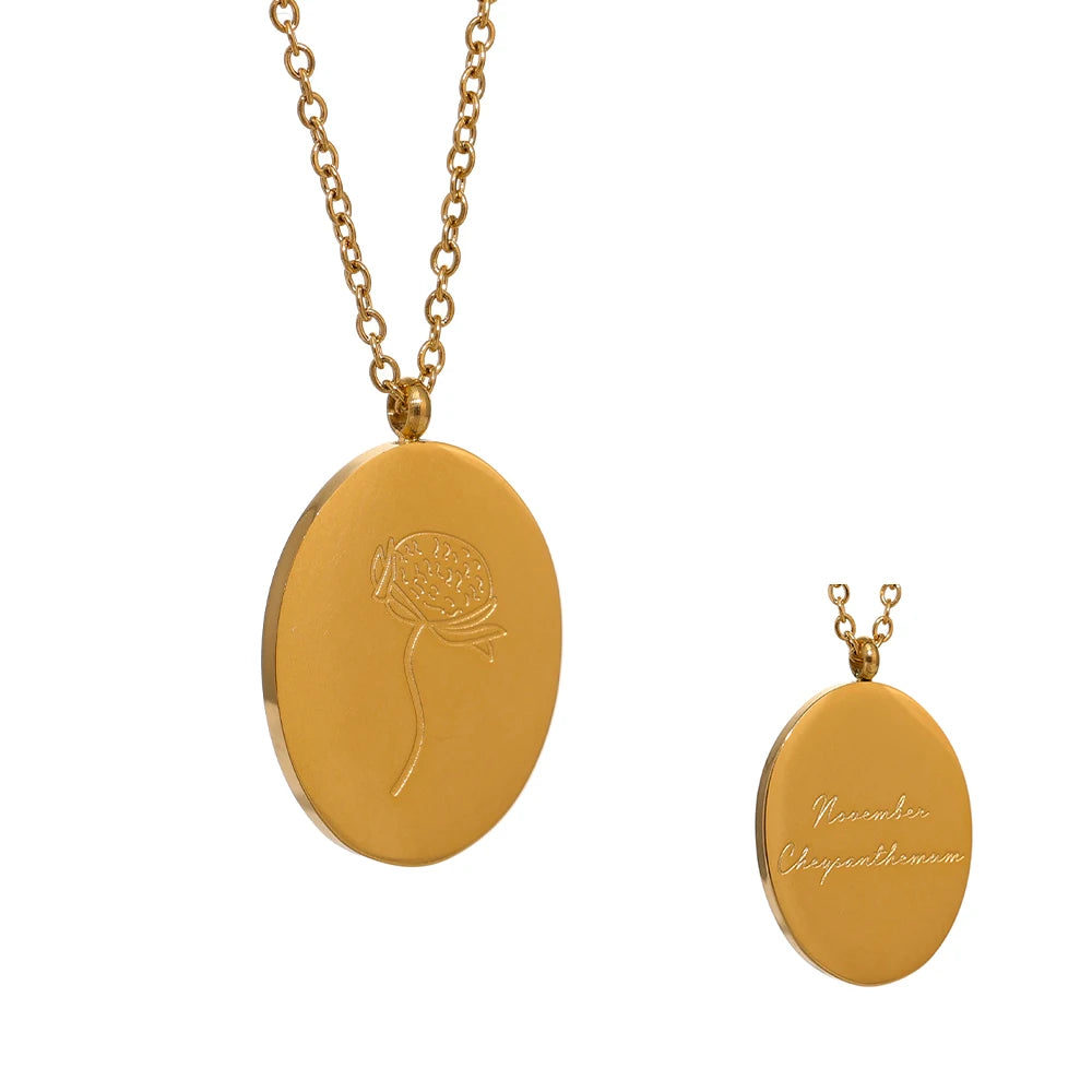 Collana Floreale con Fiore del Mese – Acciaio Inossidabile