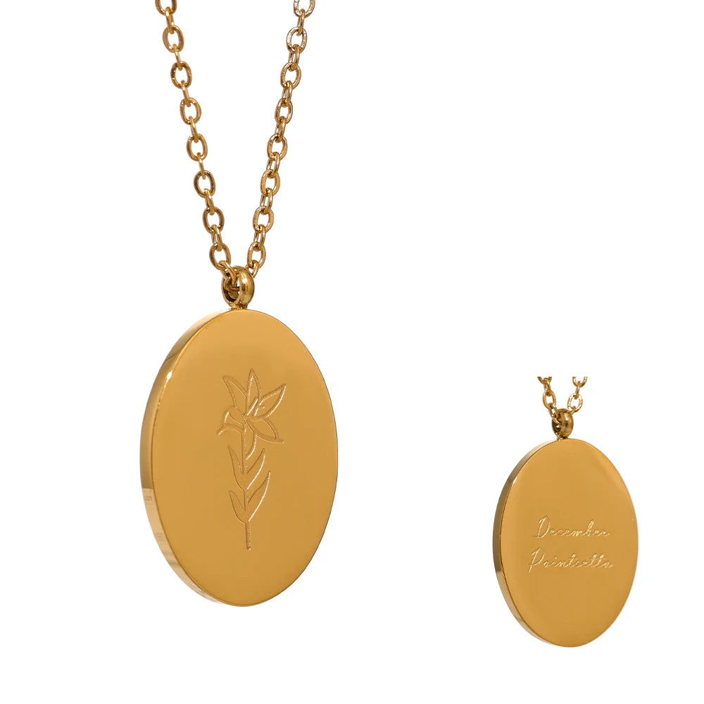Collana Floreale con Fiore del Mese – Acciaio Inossidabile
