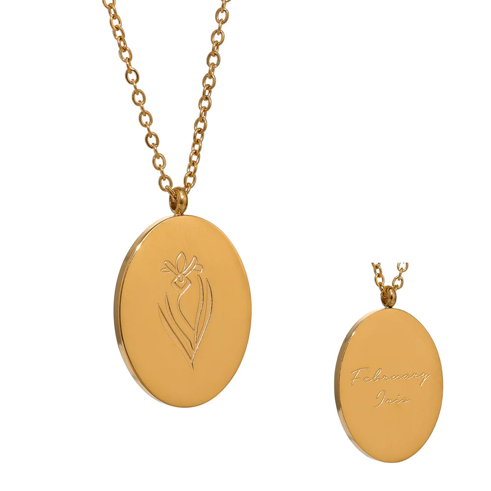 Collana Floreale con Fiore del Mese – Acciaio Inossidabile