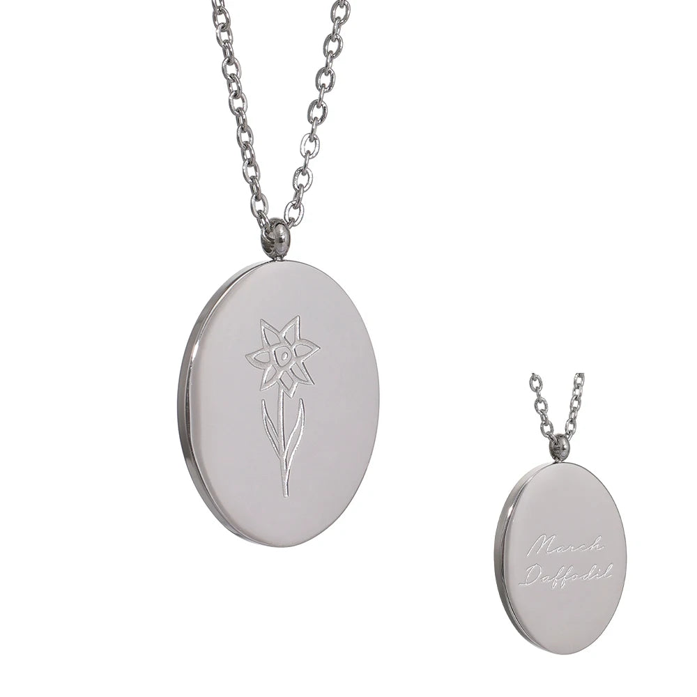 Collana Floreale con Fiore del Mese – Acciaio Inossidabile