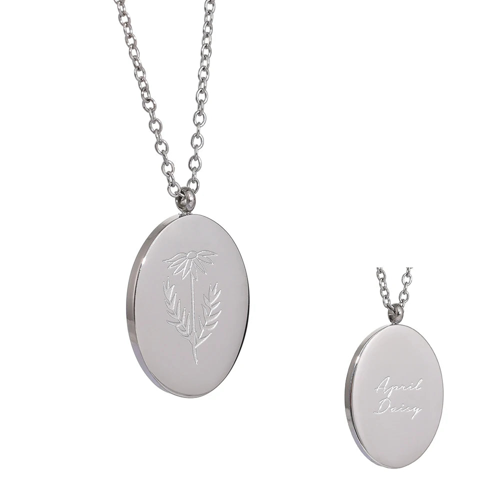 Collana Floreale con Fiore del Mese – Acciaio Inossidabile