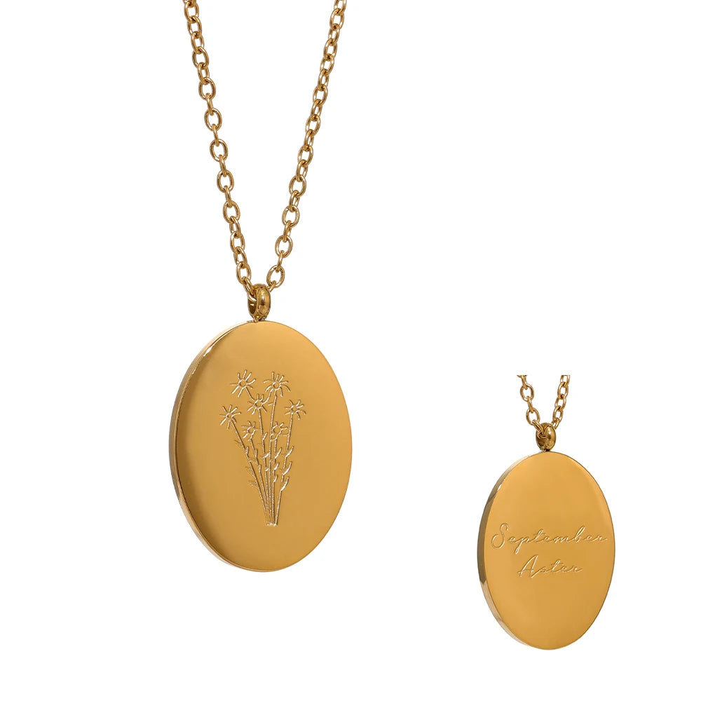 Collana Floreale con Fiore del Mese – Acciaio Inossidabile