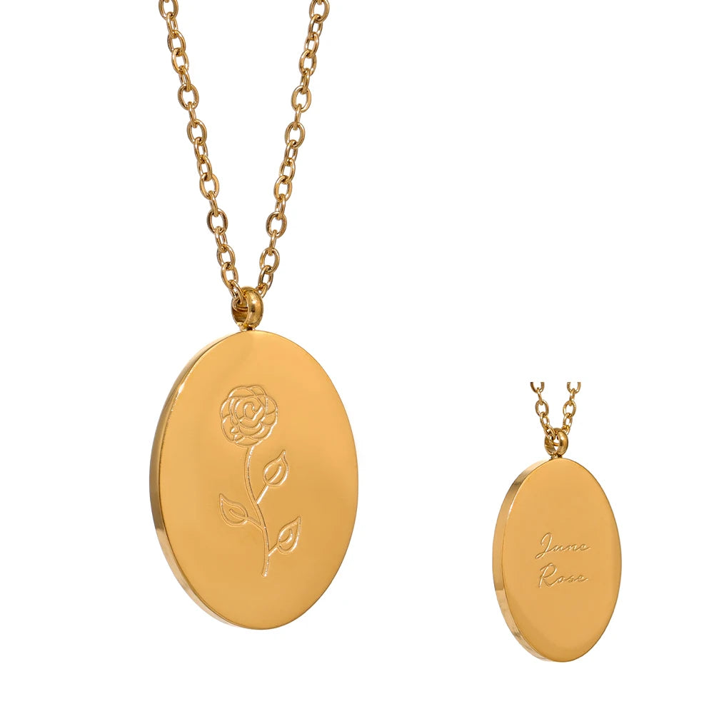 Collana Floreale con Fiore del Mese – Acciaio Inossidabile