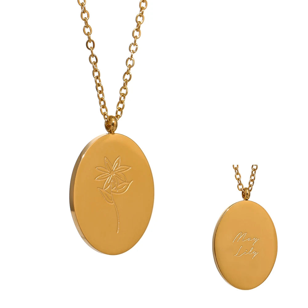 Collana Floreale con Fiore del Mese – Acciaio Inossidabile