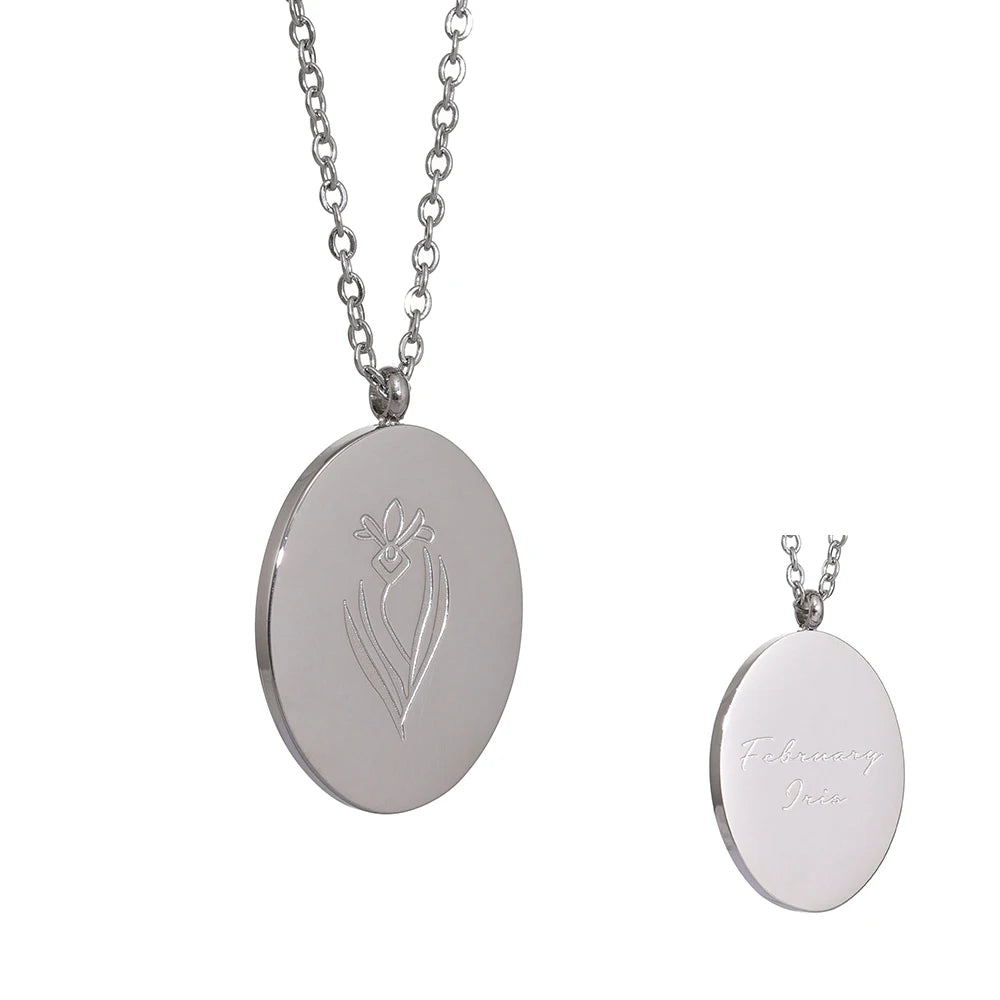 Collana Floreale con Fiore del Mese – Acciaio Inossidabile
