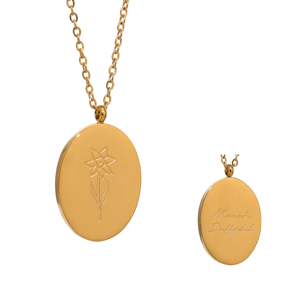 Collana Floreale con Fiore del Mese – Acciaio Inossidabile