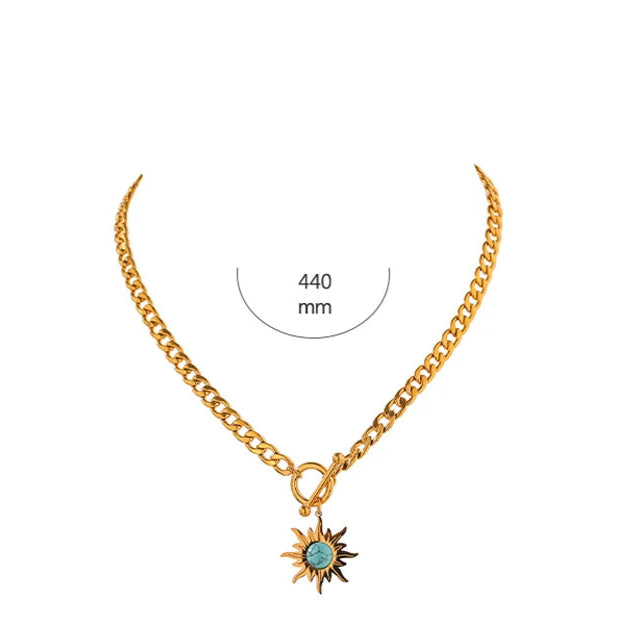 Collana con Ciondolo Sole – Acciaio Inossidabile Placcato Oro 18K