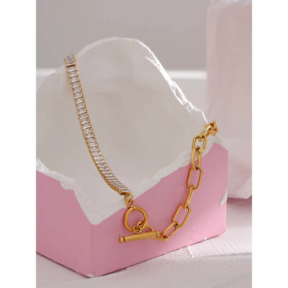 Collana Dual Shine – Catena e Zirconi Brillanti