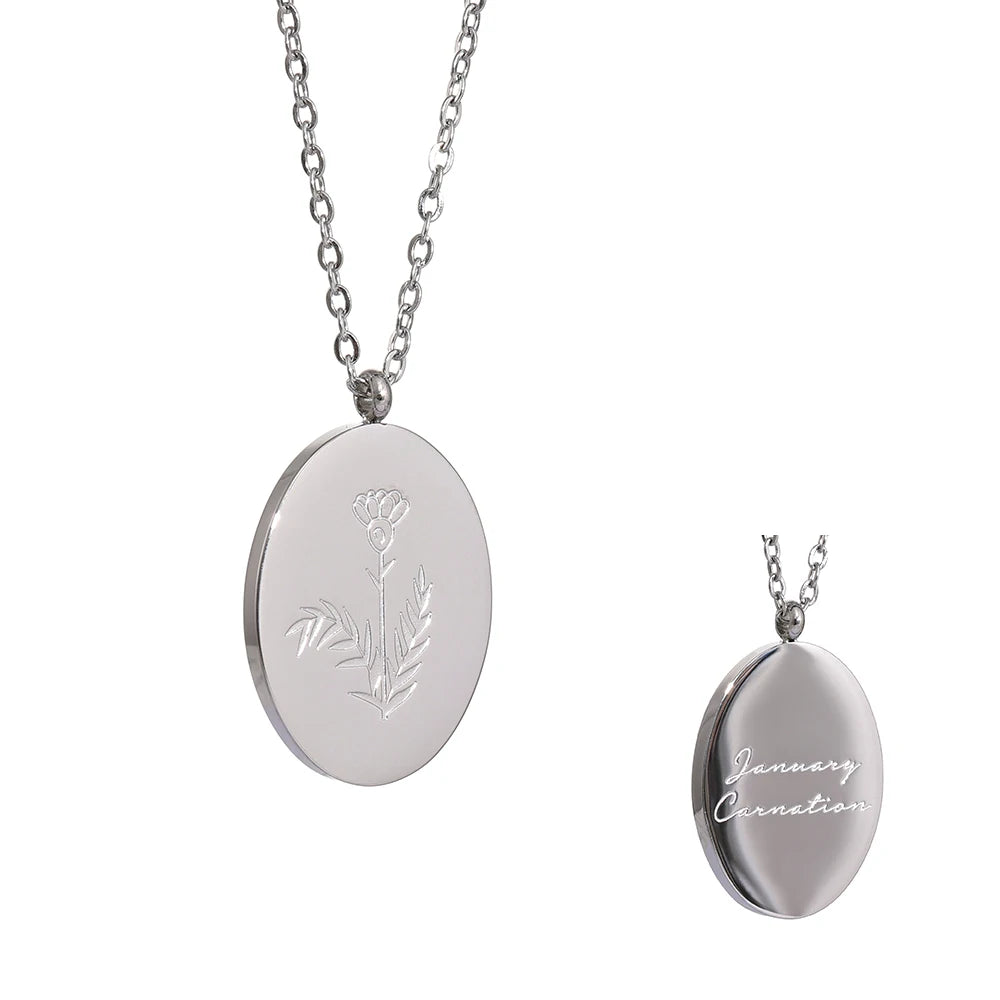 Collana Floreale con Fiore del Mese – Acciaio Inossidabile
