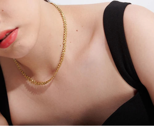 Collana e bracciale con Foglie in Acciaio Inossidabile – Placcata Oro 18K