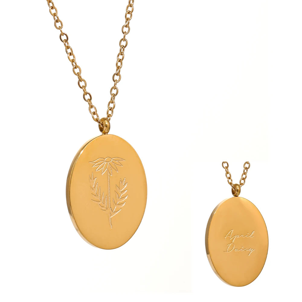 Collana Floreale con Fiore del Mese – Acciaio Inossidabile