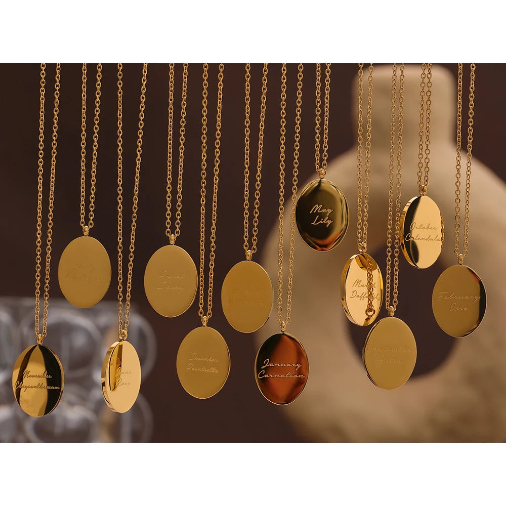 Collana Floreale con Fiore del Mese – Acciaio Inossidabile
