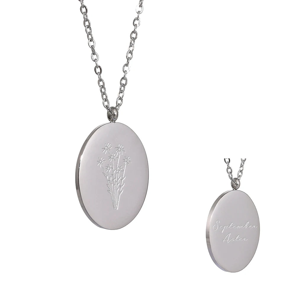 Collana Floreale con Fiore del Mese – Acciaio Inossidabile