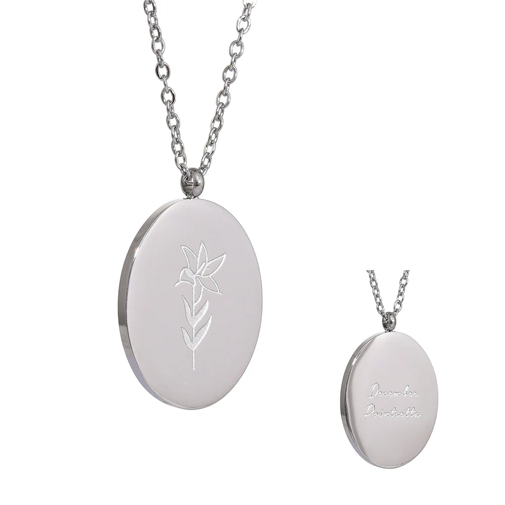 Collana Floreale con Fiore del Mese – Acciaio Inossidabile