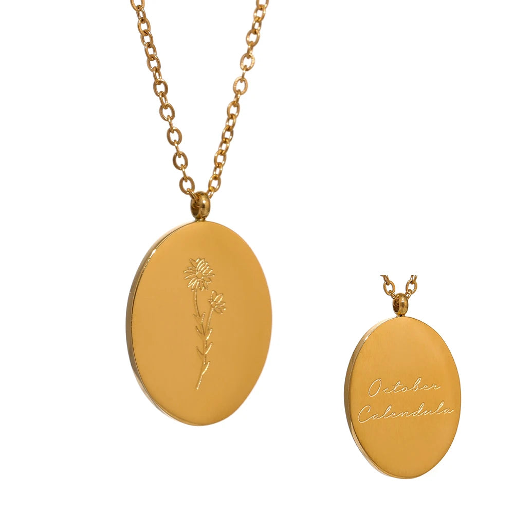 Collana Floreale con Fiore del Mese – Acciaio Inossidabile