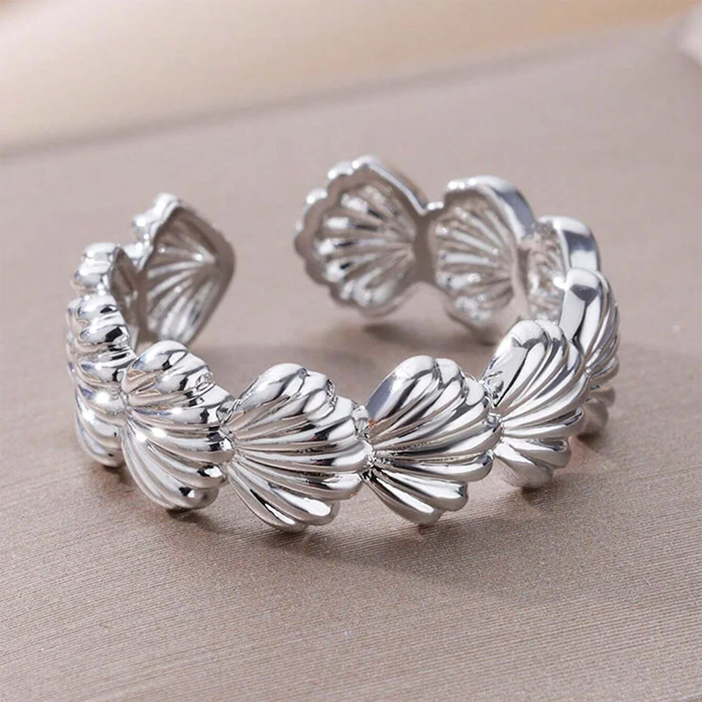 Anello con Conchiglia Vintage in Acciaio Inossidabile