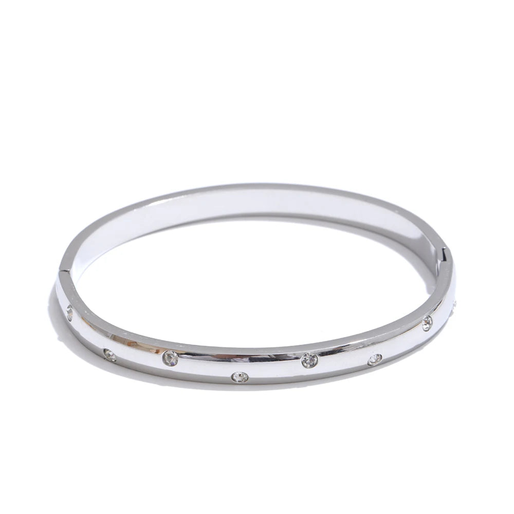 Bracciale Rigido in Acciaio con Zirconi – Oro o Platino