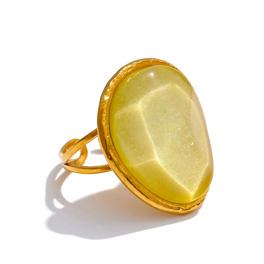 Anello Caramella Multicolor – Gioiello Regolabile in Resina e Acciaio Inossidabile Oro