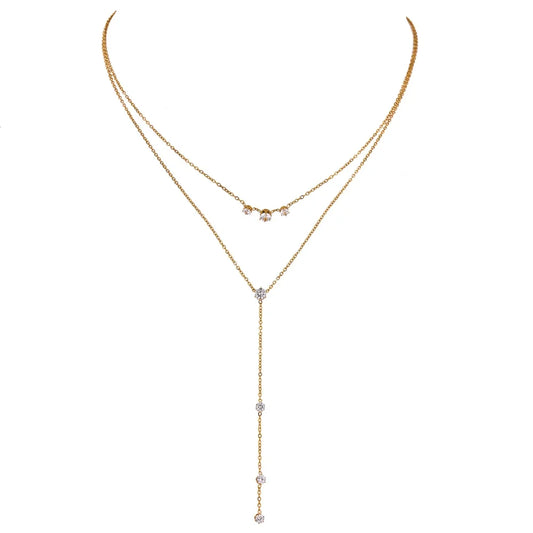 Collana a Doppio Strato con Zirconi – Eleganza Dorata