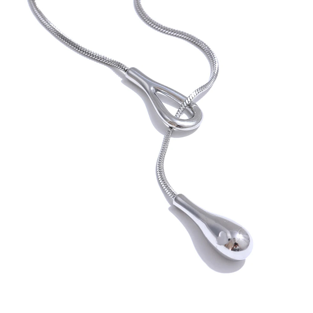 Collana a catena con pendente a goccia – Oro o Argento, acciaio inox impermeabile