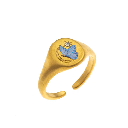 Anello Dorato Smaltato – Collezione Amore e Simboli