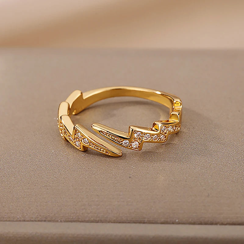 Anello Fulmine Dorato – Energia Minimal