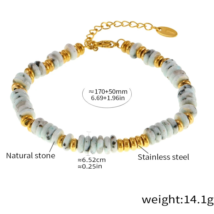 Bracciale con Perline in Pietre Naturali Multicolore - 6 Varianti di Colore