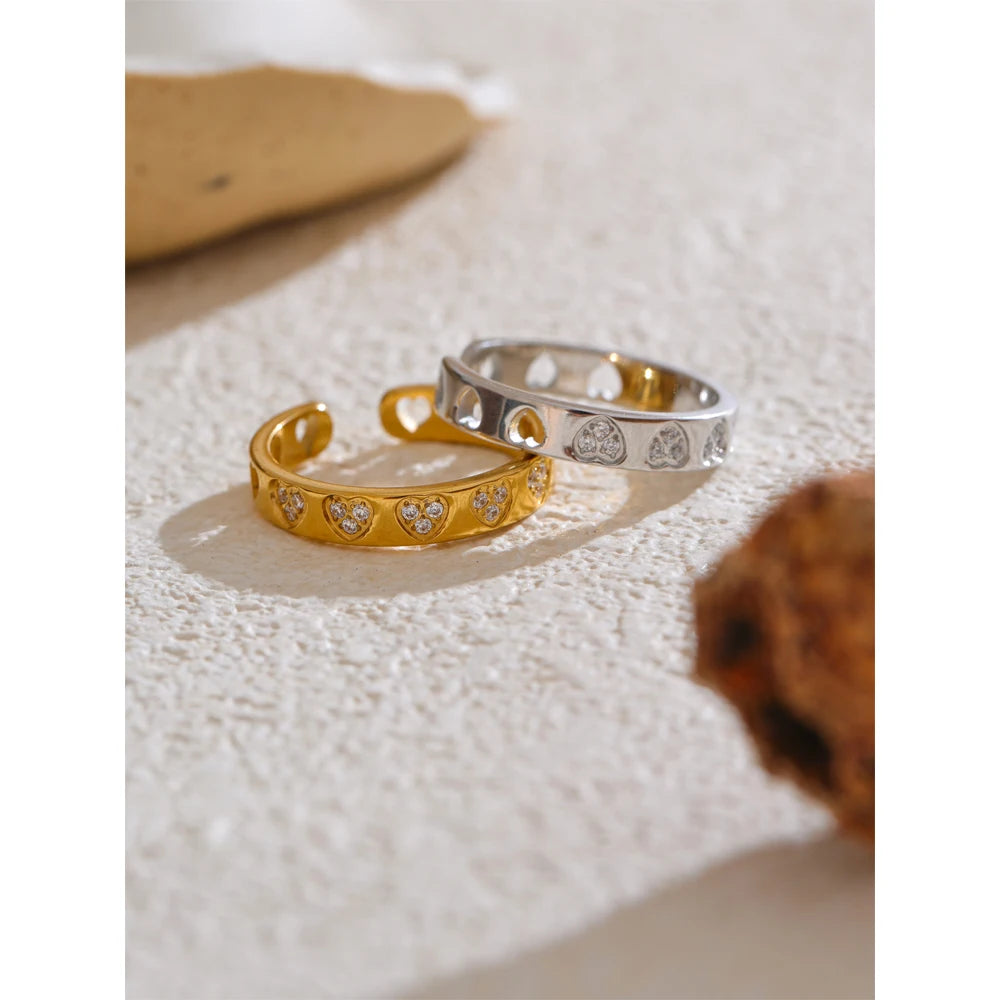 Anello Cuori di Luce – Regolabile con Zirconi