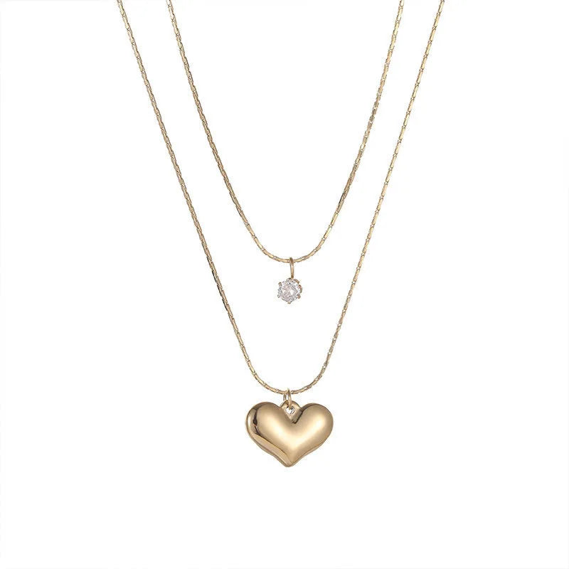 Collana Cuore Liscio – Stile a Doppio Strato