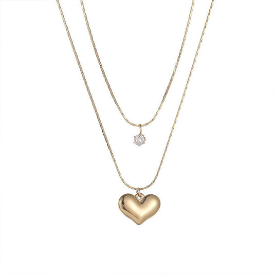 Collana Cuore Liscio – Stile a Doppio Strato