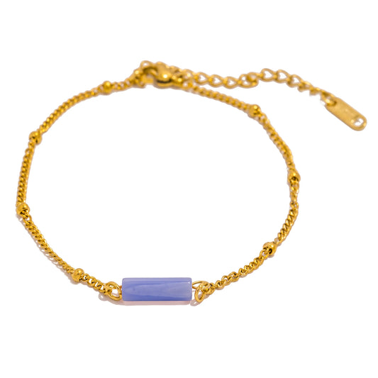 Bracciale con Catena e Pietre Naturali – Varianti Rosso, Blu, Bianco, Rosa