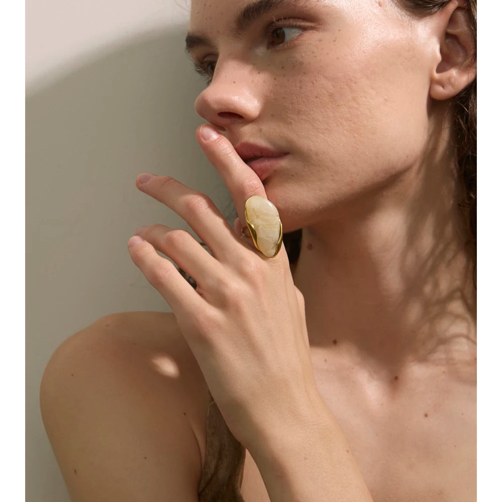 Anello “Geo Stone” – Colori Naturali