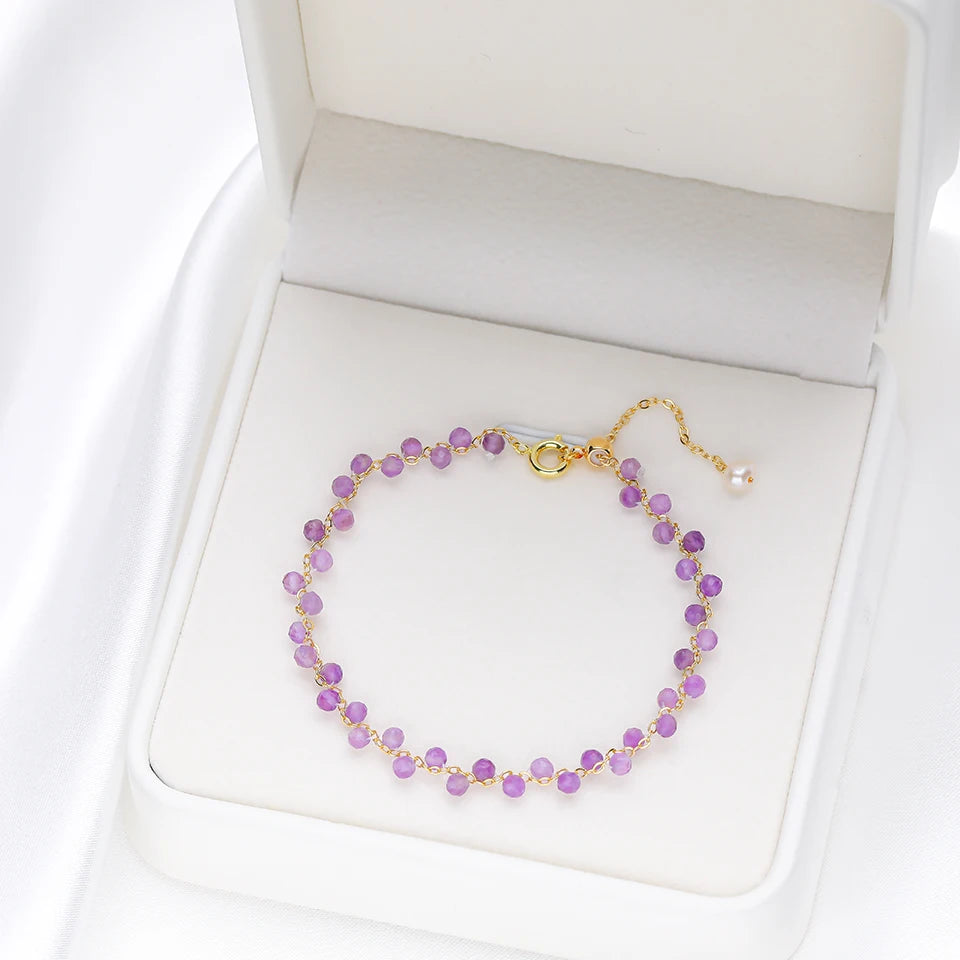 Bracciale con tormalina in pietra naturale in diversi colori