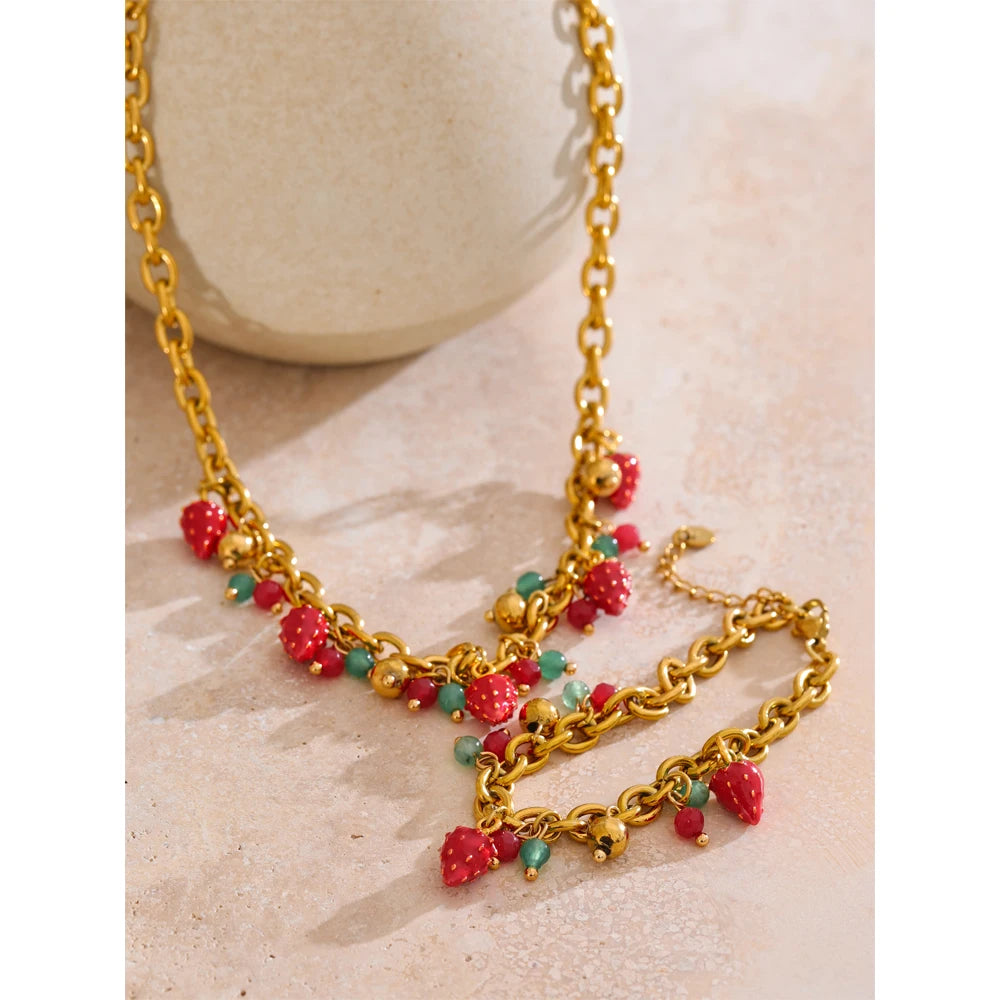 Set Fragola Dorata – Collana & Bracciale