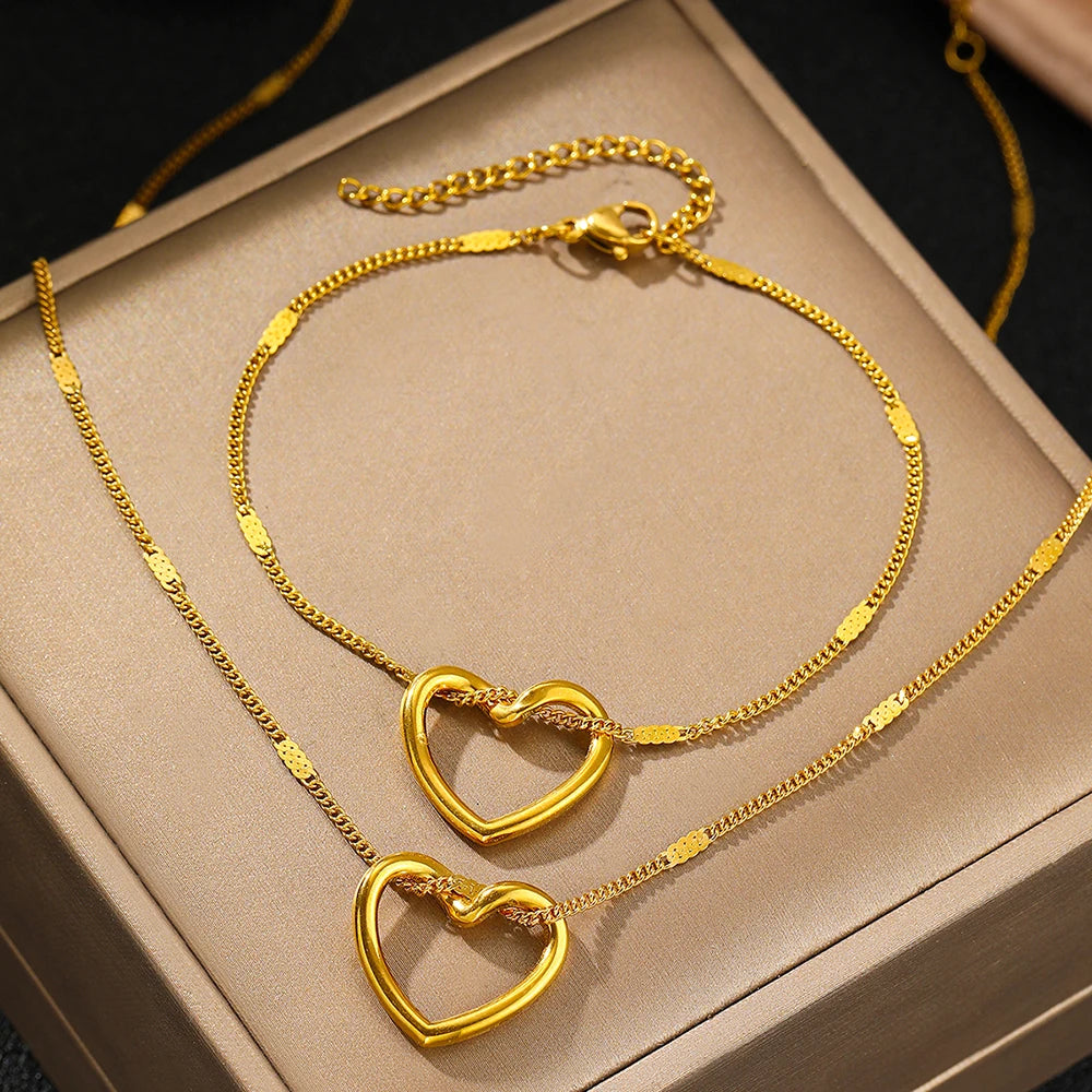 Set di gioielli in acciaio Cuore intrecciato