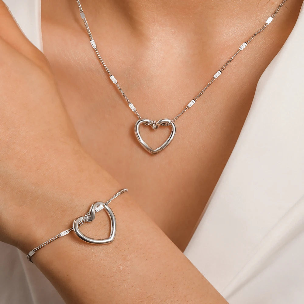 Set di gioielli in acciaio Cuore intrecciato