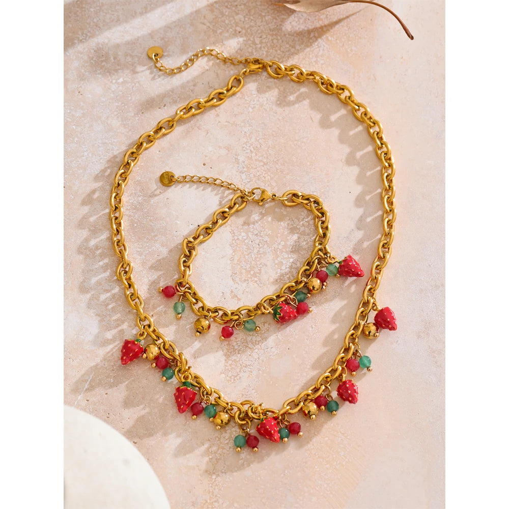 Set Fragola Dorata – Collana & Bracciale