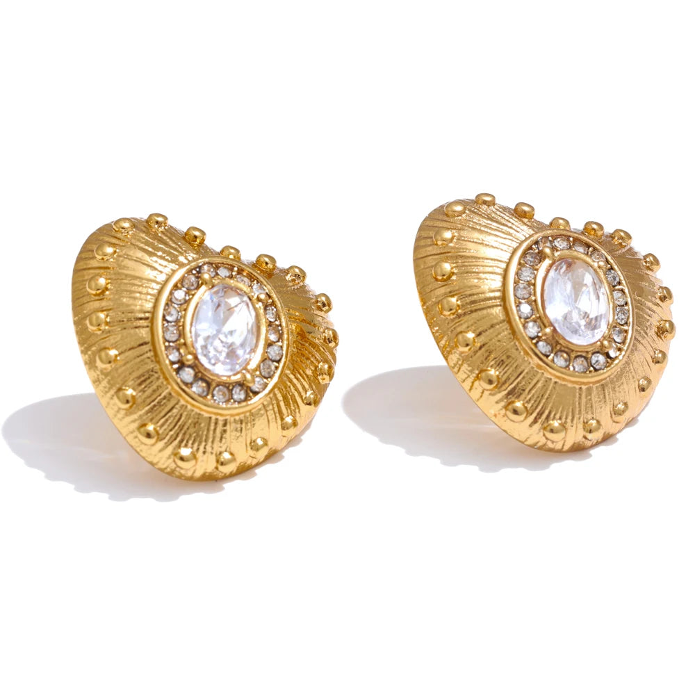 Orecchini a Cuore Dorati con Zirconi – Eleganza Romantica