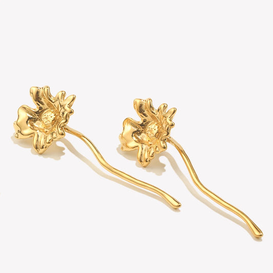 Orecchini a Bottone con Fiore – Stile Vintage in Acciaio Inossidabile Placcato| Varianti Oro e Argento