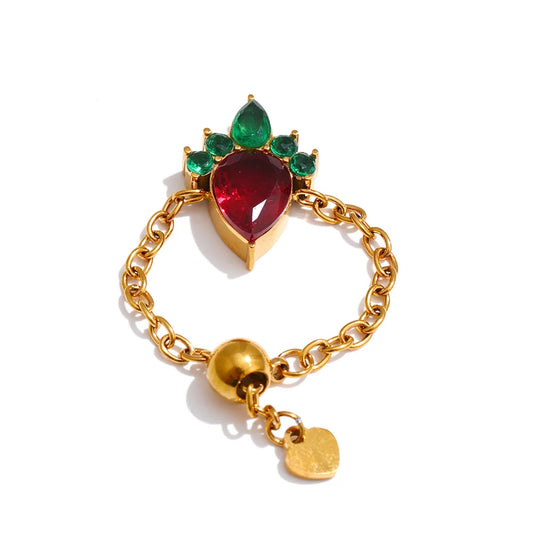 Anello “Rosso Charme” – Zirconi & Oro