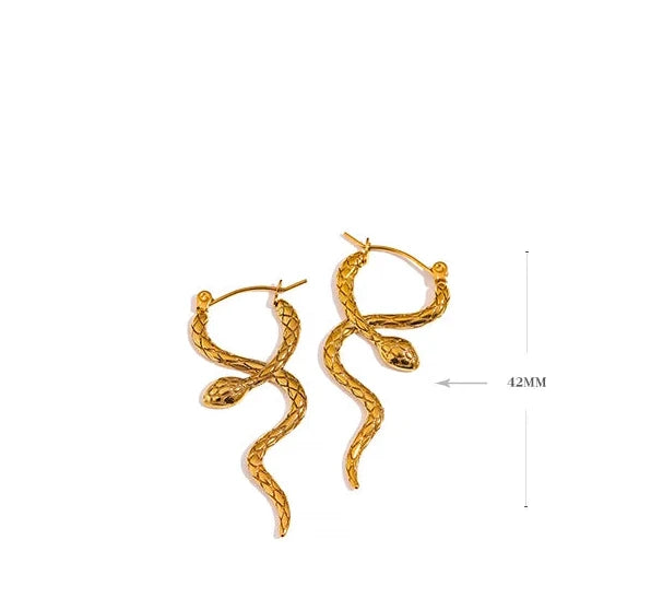 Orecchini a Cerchio con Serpente Oro – Acciaio Inossidabile Impermeabile