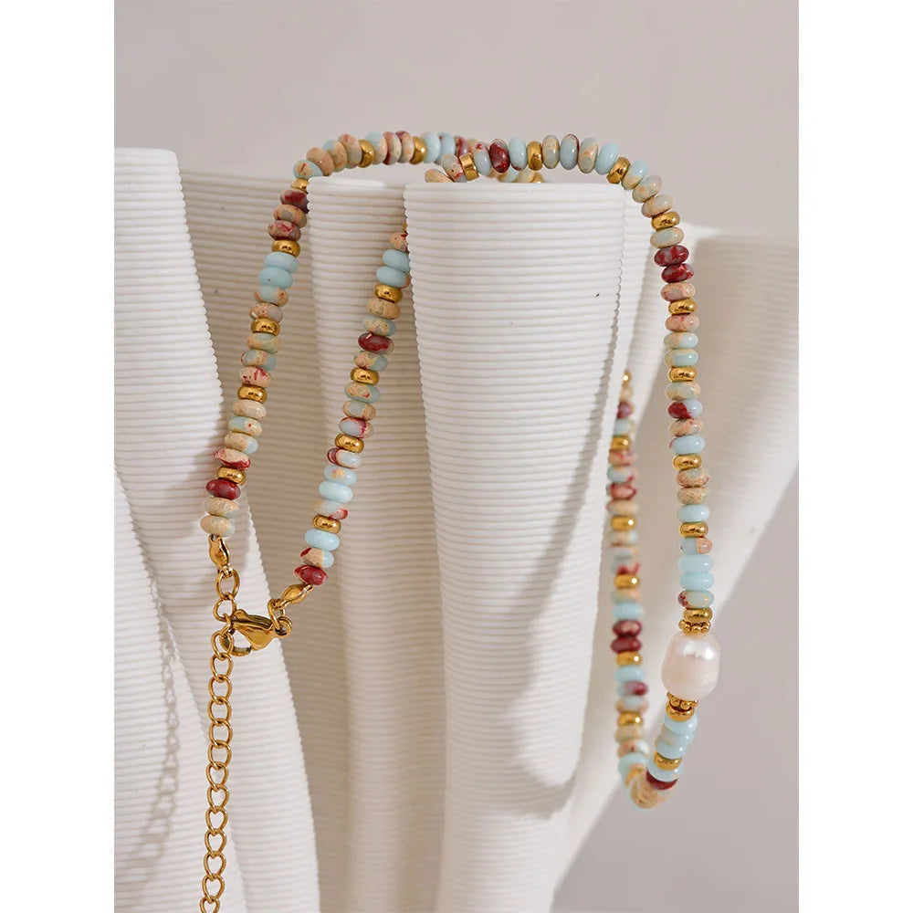 Collana Perle di Luce – Catena in Acciaio Inossidabile con Perle d’Acqua Dolce Naturali