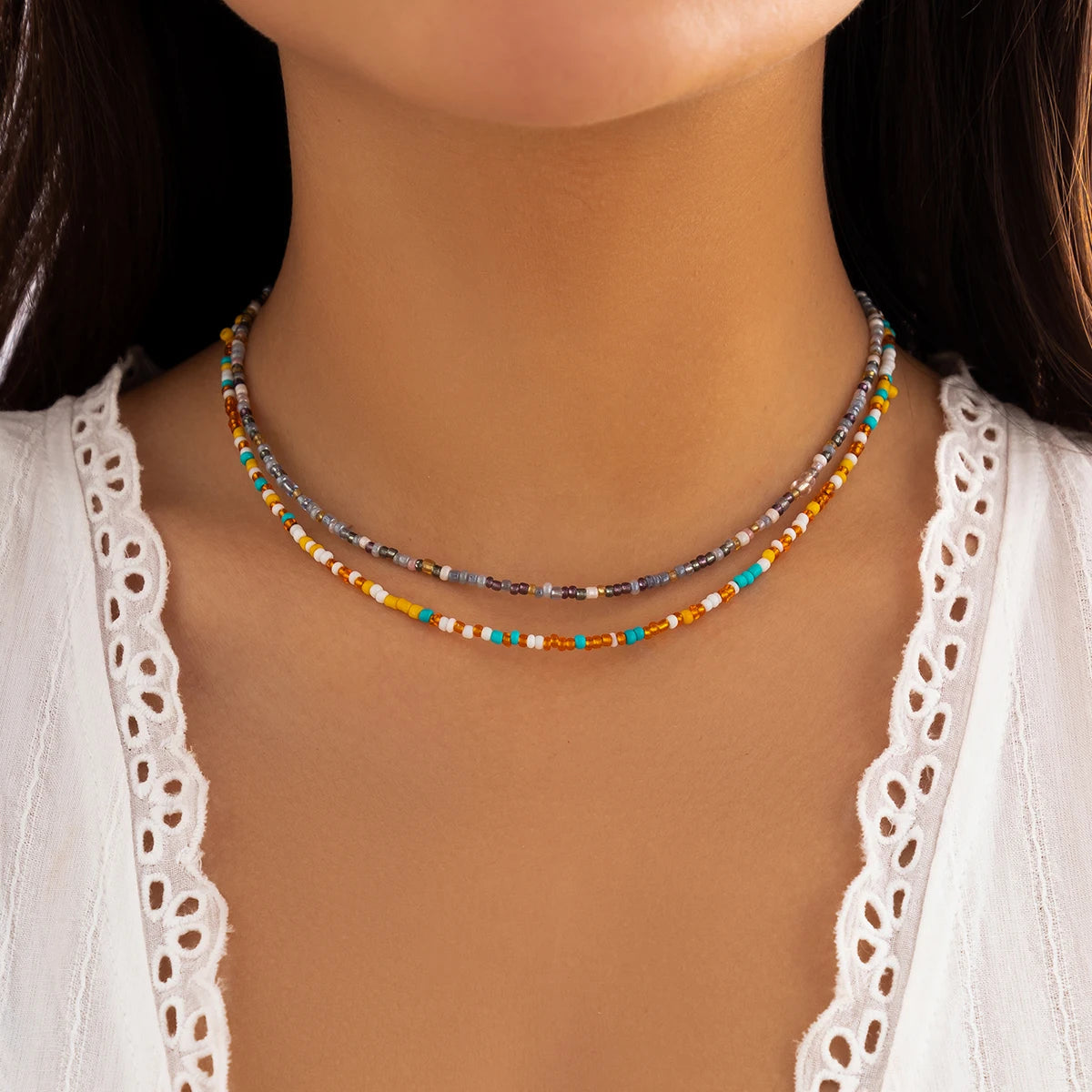 Collana girocollo boho con perline multicolori – Fatto a mano