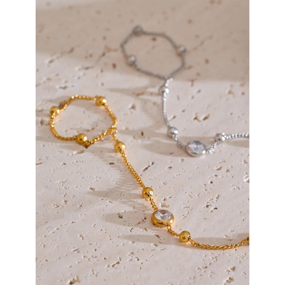 Bracciale & Anello “Riflessioni di Luna” – Acciaio Dorato o Argentato PVD