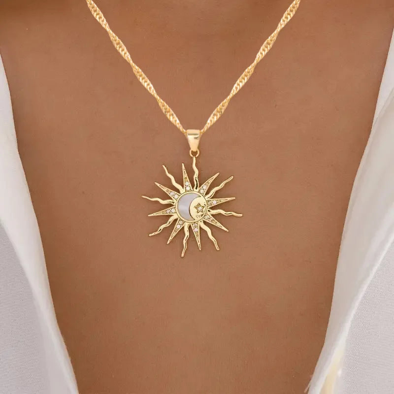 Sole, Stella e Luna – Collana retrò con strass luminosi